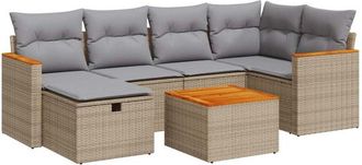 vidaXL Vidaxl - Set Sof&aacute;s De Jard&iacute;n 7 Piezas Y Cojines Rat&aacute;n Sint&eacute;tico Beige