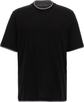 Brunello Cucinelli Black Double Hem T-shirt