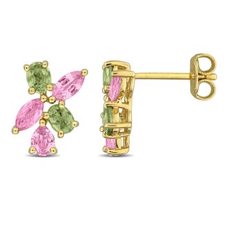 Mimi & Max Multi-Gem Cluster Drop Earrings Sterling Silver