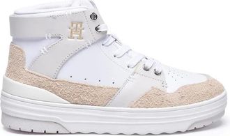 Tommy Hilfiger White/Beige Premium Basket Leather Women Sneakers