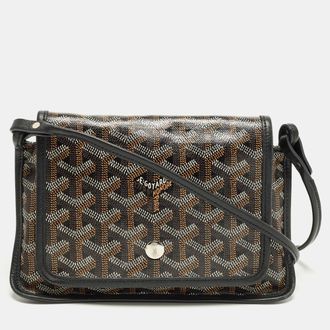 Goyard Plumet Black Goyardine Coated Canvas And Leather Pocket Wallet