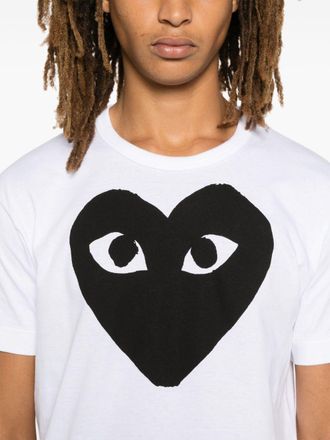 Comme Des Gar&ccedil;ons Heart-Embroidered T-Shirt - White