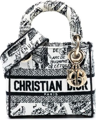 Dior Pre-owned Dior Mini Embroidered Canvas Plan de Paris Lady D Lite Ladies 50-MA-0213
