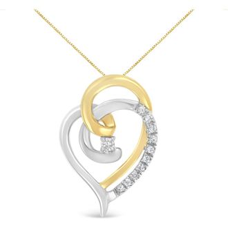 House of Brilliance 10K Gold Diamond Accent Open Double Heart Spiral Curl Pendant Necklace in Yellow at Nordstrom
