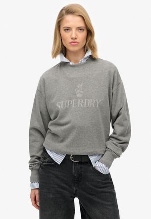 Superdry Sweatshirt SUPERDRY BRITISH DESIGN RELAXED CREW, Damen, Gr. XL, charcoal marl, Sweatware, Obermaterial: 100% Seide, meliert, unifarben, relaxed fit h&uuml;