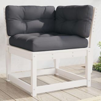 vidaXL Sof&aacute; Esquinero Jard&iacute;n Y Cojines Madera Pino Blanco 73x73x78 Cm Vidaxl