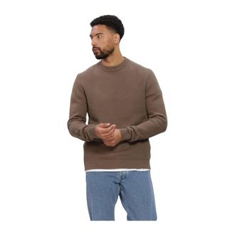 Selected Truien & Vesten, Heren, Bruin, S, Heren Truien & Vesten Slhdane Ls Knit Structure Crew Neck Noos