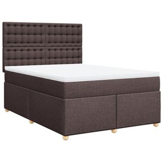 vidaXL Cama Box Spring Con Colch&oacute;n Tela Marr&oacute;n Oscuro 160x200 Cm Vidaxl