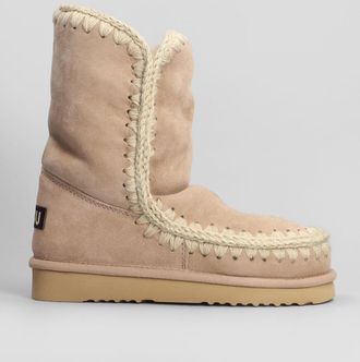 Mou Eskimo 24 Low Heels Ankle Boots In Camel Suede