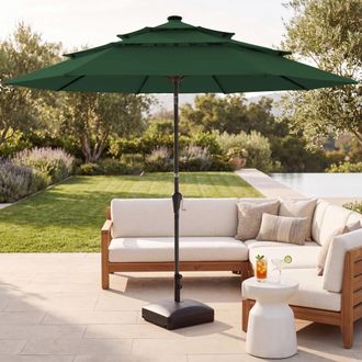 Best Choice Products 10ft 3-Tier Patio Umbrella, Market Sun Shade w/ Tilt Adjustment, Easy Crank