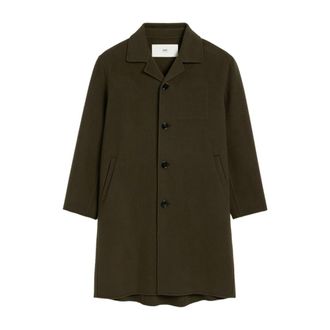 Ami De Coeur Single-Breasted Car Coat - Heren - Mantel - Bruin - M - Wol - Jassen