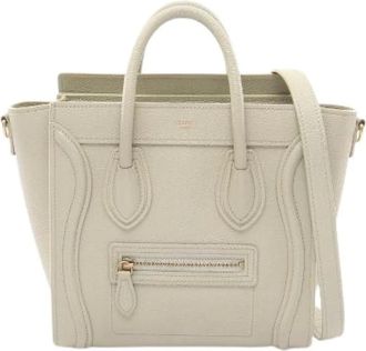 Celine Pre-owned Handbags, female, Green, Size: ONE SIZE Pre-owned Luggage Nano Shopper Leather Handbag