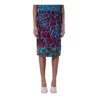 Dries Van Noten Pencil Skirts, female, Red, Size: XS Embroidered Midi Skirt