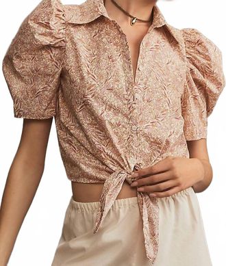 Bishop + Young Rosetta Tie Front Top In Luminous Print