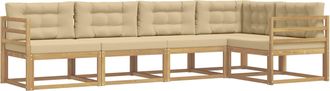 vidaXL Conjunto De Sof&aacute;s De Exterior 4 Uds. Y Beige Poli&eacute;ster Vidaxl