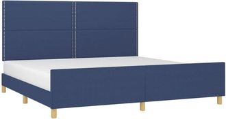 vidaXL Cama Sin Colch&oacute;n Tela Azul 200x200 Cm Vidaxl