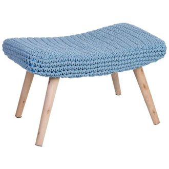 Wanderlust Deco Banqueta de madera y algod&oacute;n 67x30x43h cm azul