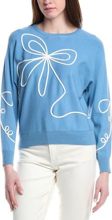 T Tahari Jersey Flower Embroidered Top