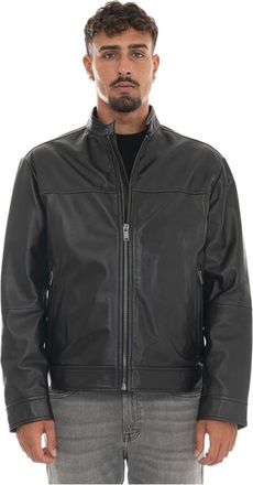HUGO BOSS Jassen, Heren, Zwart, XL, Leer, Joslay Leren Jas