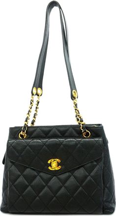 Chanel Black Grained Calfskin Tote Bag (Pre-Owned)