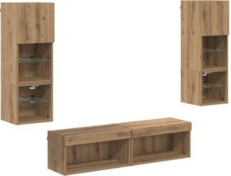 vidaXL Unidad De Pared Para Tv 6 Pcs Roble Artesanal Vidaxl