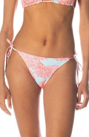 Maaji Tropical Bloom Reversible Side Tie Bikini Bottoms in Blue at Nordstrom, Size X-Large