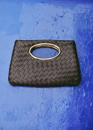 Mango Borsa da mano intrecciata cioccolato - Donna - Taglia unica - MANGO