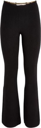 Alexander Wang Chain-Embellished Ribbed Flared Trousers Size M