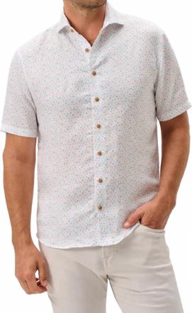 Johnnie-O Linen Blend Short Sleeve Button Down Shirt In Cash Bar Print