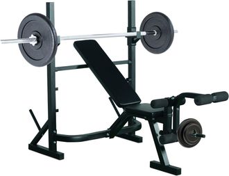 OEM Banco De Pesas Banco De Musculaci&oacute;n Multifuncional Con Altura Ajustable De 3 Niveles Para Entrenamiento Fitness De Cuerpo Completo 175x98x130 Cm Negro