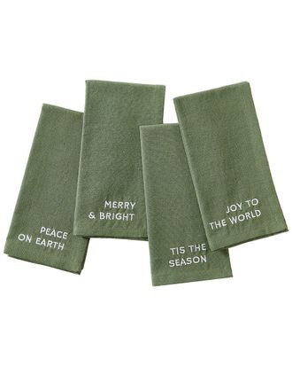 Elrene Set Of 4 Joyful Sentiment Embroidered Napkins