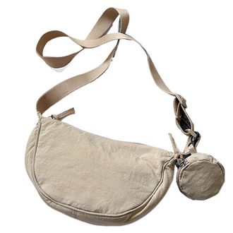 Generic Small Nylon Crescent Bag - Stylish Sling Shoulder Pack for Women and Men | Adjustable Strap with Compact Storage, Lightweight Design for Work, Travel 