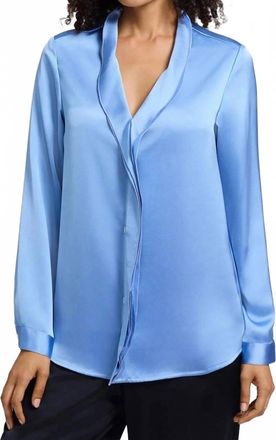 Foxcroft Rosalie Beyond Silk Long Sleeve Blouse In Bel Air Blue