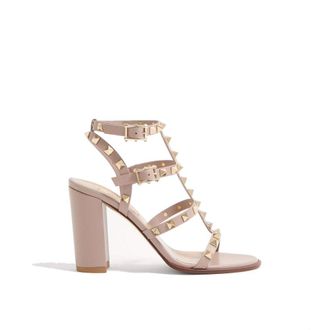 Valentino Garavani Beige Calfskin Strap-On Womens Sandals