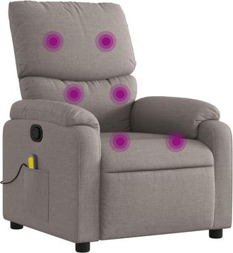 vidaXL Sill&oacute;n De Masaje Reclinable De Tela Gris Taup&eacute; Vidaxl
