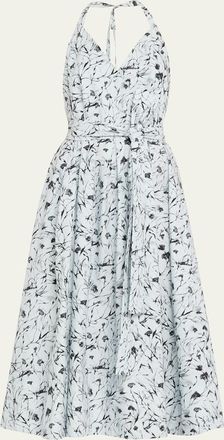 Proenza Schouler Ellison Printed Poplin Halter Dress