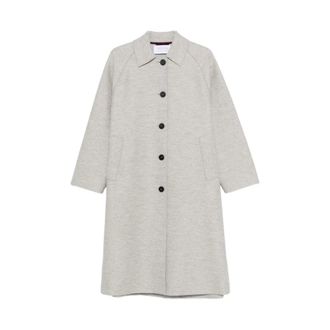 Harris Wharf London Jassen, Dames, Grijs, L, Wol, Lichtgrijze Raglanmouw Jas