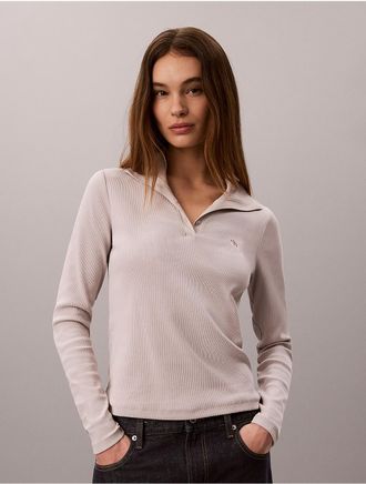 Calvin Klein Jeans Calvin Klein Womens Woven Monologo Henley Turtleneck Sweater - Grey - XL