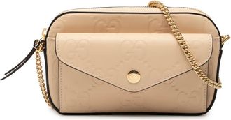 Gucci Borsa a tracolla GG Super Mini in pelle di vitello goffrata e catena 2016-2025 - Marrone