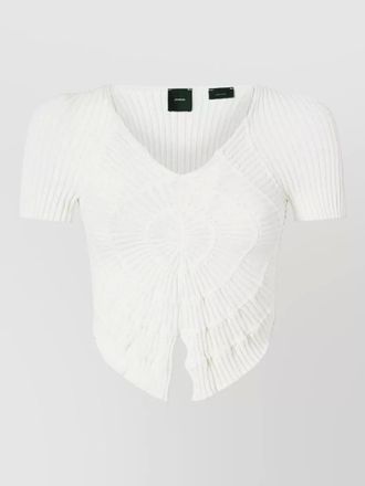 Pinko short sleeve v neck cropped ribbed top