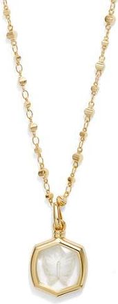 Kendra Scott Davie Intaglio Pendant Necklace in Gld Clear Glss Btfly at Nordstrom Rack
