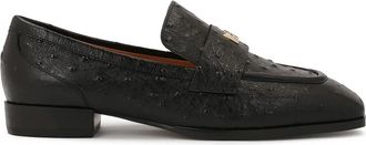 Kazar Instap halfschoenen met vierkante neuzen - Dames - Loafers - Zwart - 38 EU - Leer - Schoenen