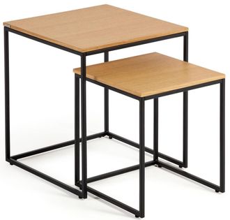 K Home Design Beistelltisch Set Xoanny, Eiche Natur/Schwarz