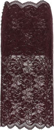 Paco Rabanne Floral Lace Skirt - Burgundy