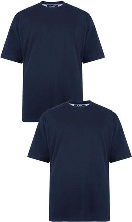 KAM Big and Tall Stan Plain Crew Neck T Shirt in 2 Pack Cotton Rich Top Large Size Fit JEANBASE Navy 6XL
