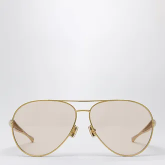 Bottega Veneta Aviator Sardine sunglasses gold