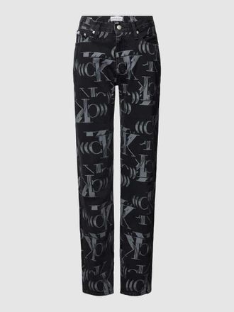 Calvin Klein Jeans Straight Leg Jeans mit Allover-Logo-Muster in Black, Gr&ouml;&szlig;e 27/32