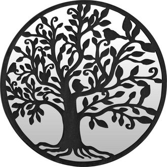 vidaXL Espejo De Jard&iacute;n Redondo Hierro Negro Uso Exterior 40x2,5 Cm Vidaxl