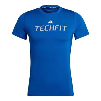 adidas Mens adidas Logo Alphabet Printing Round Neck Short Sleeve Royal Blue T-Shirt HZ9683