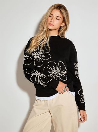 Icone Womens Embossed flowers sweatshirt